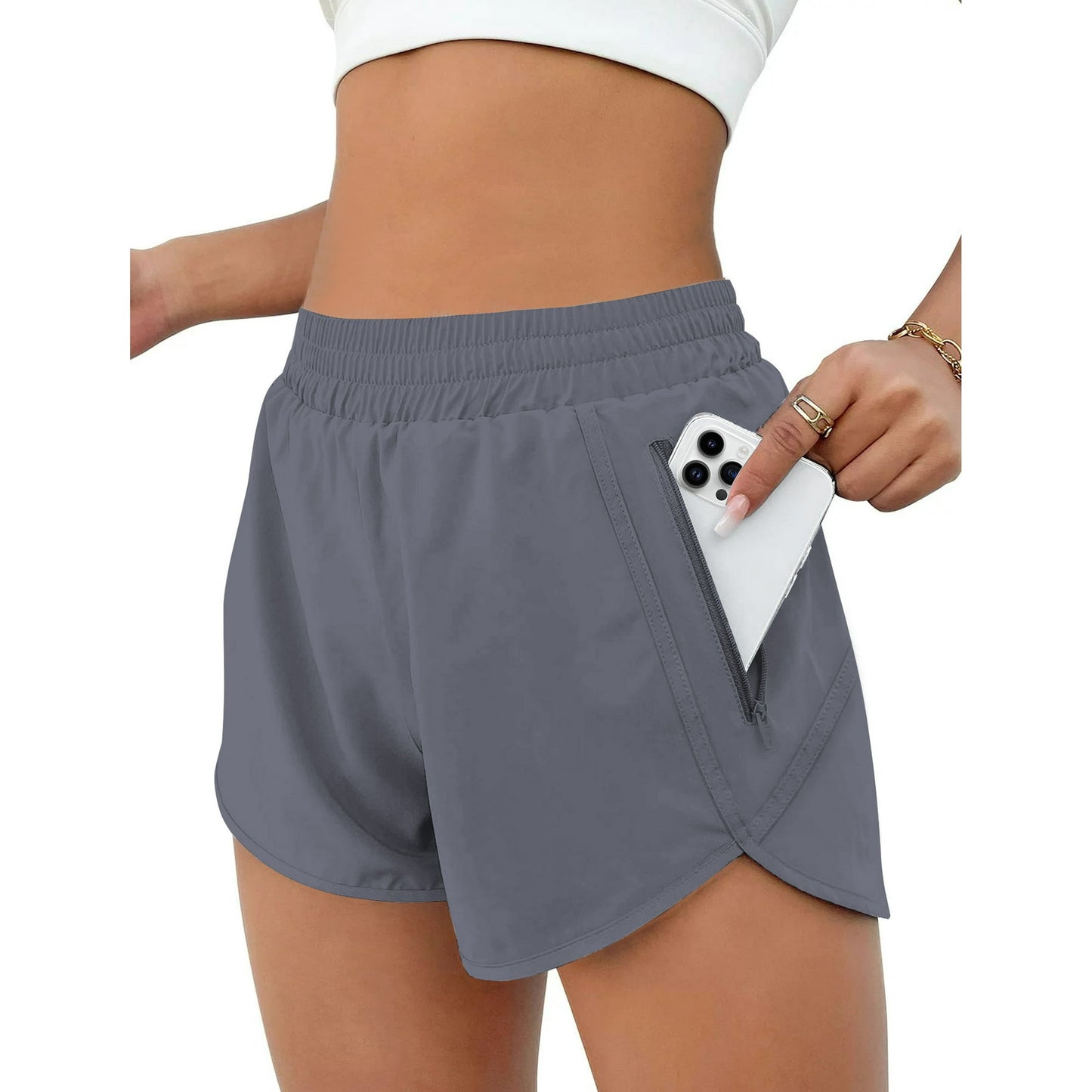 Rosvigor Women Shorts High Waisted Running Shorts Casual Workout Shorts with Pocket