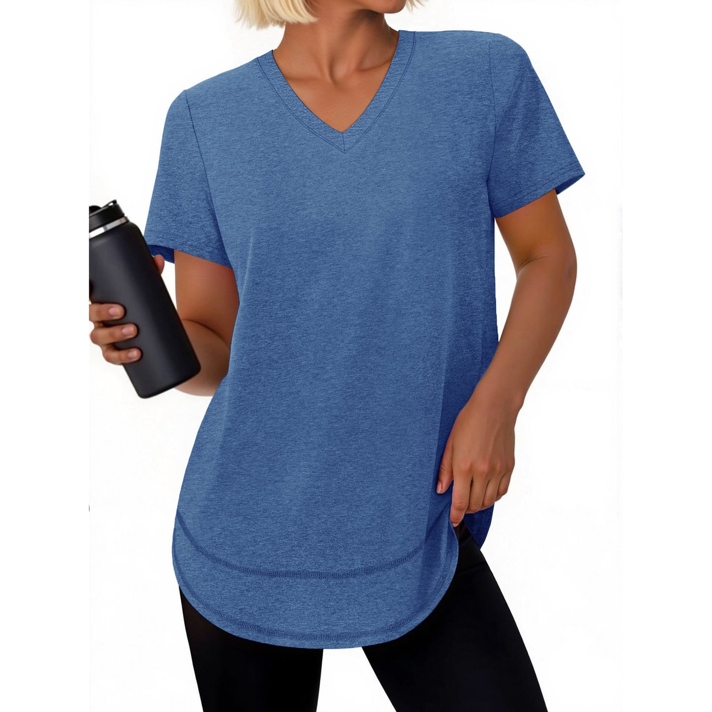 Rosvigor Womens Workout Tops V Neck T Shirts Comfy Athletic Shirts Loose Women Activewear Top for Gym Running Yoga