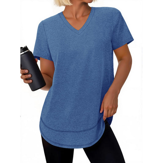 Rosvigor Womens Workout Tops V Neck T Shirts Comfy Athletic Shirts Loose Women Activewear Top for Gym Running Yoga