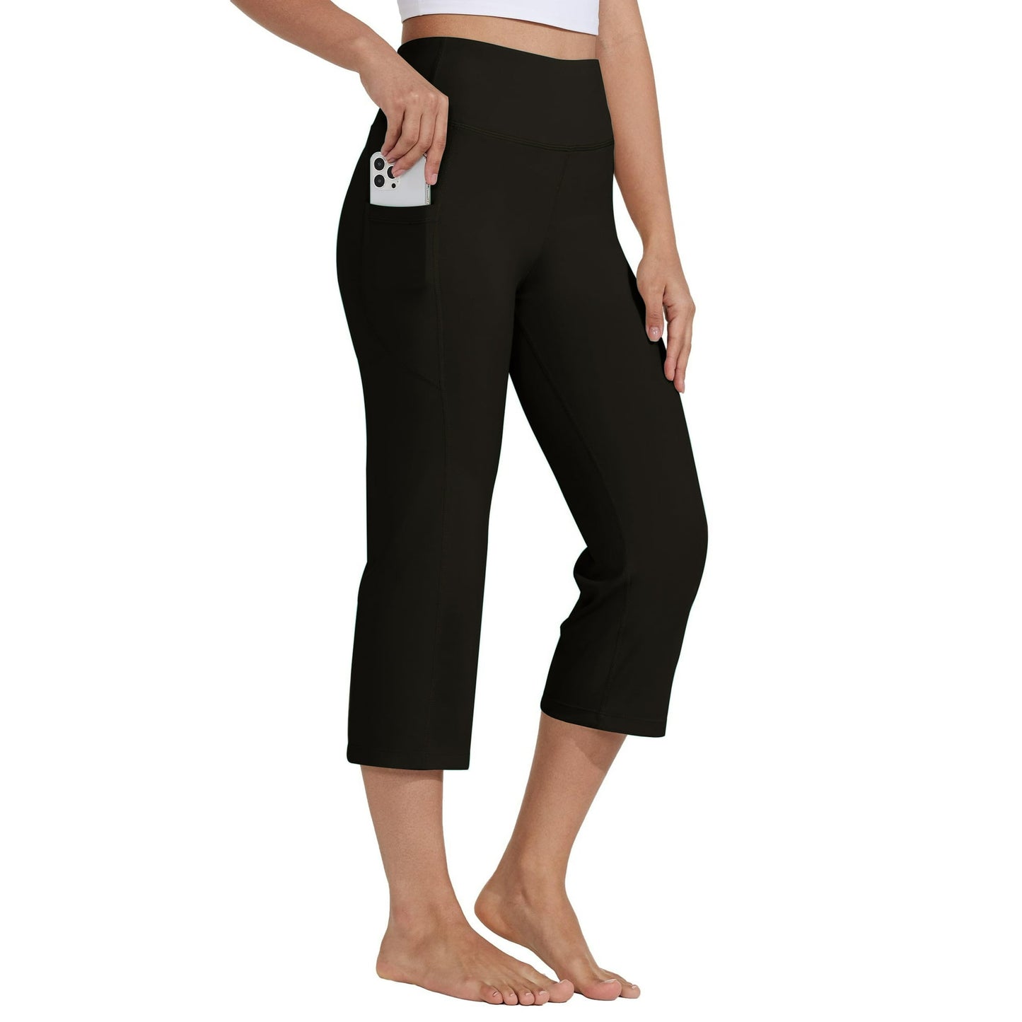 Rosvigor Capris Pants for Women High Waist Yoga Pants Women Athleisure Wide Legs with Pockets