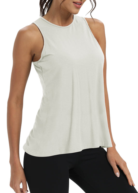 Rosvigor Workout Tops for Women Open Back Loose Fit Tank Tops Women Athletic Yoga Shirts Gym Tops