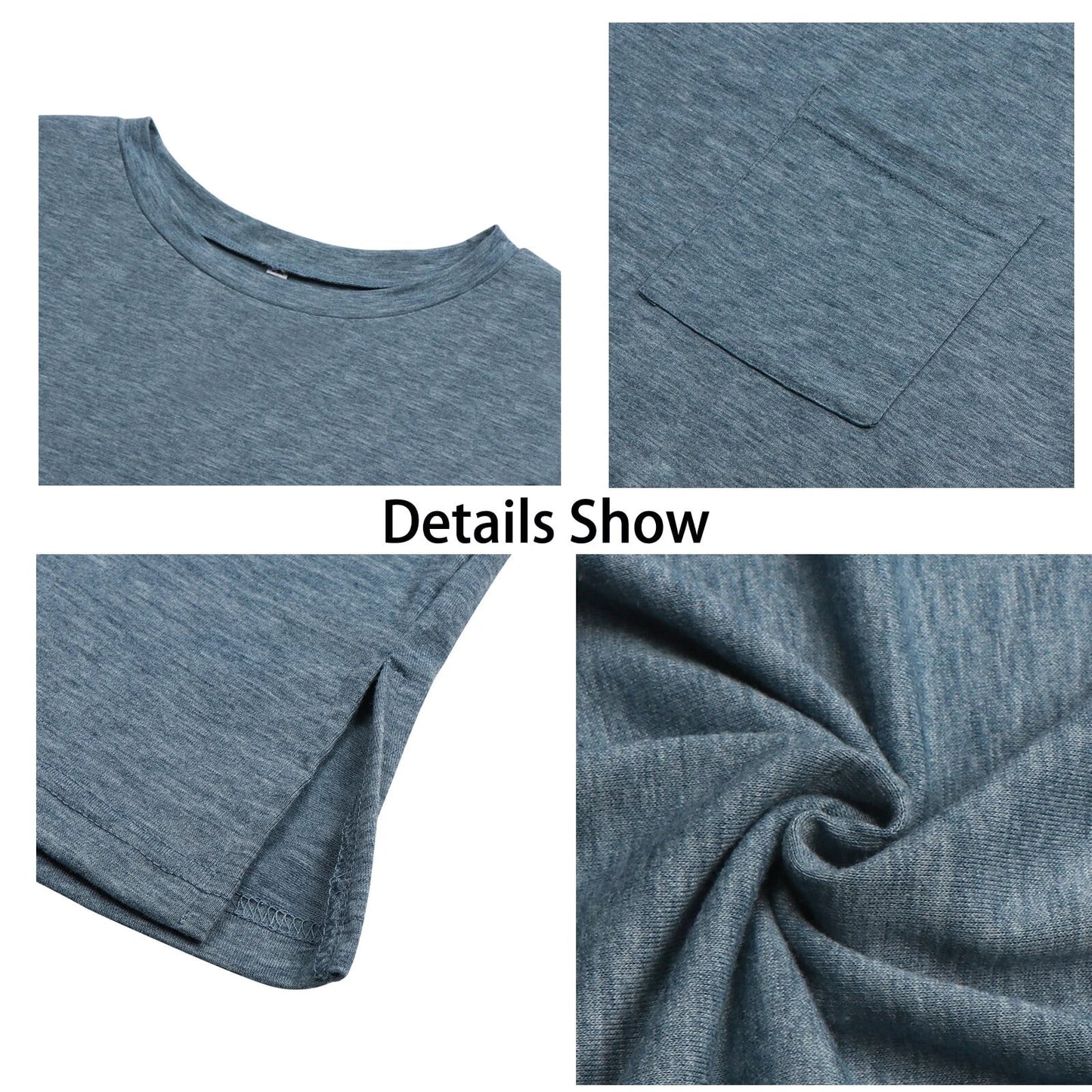 Rosvigor Women T Shirts Cap Sleeve Casual Tops for Women Summer Basic Tee with Pocket