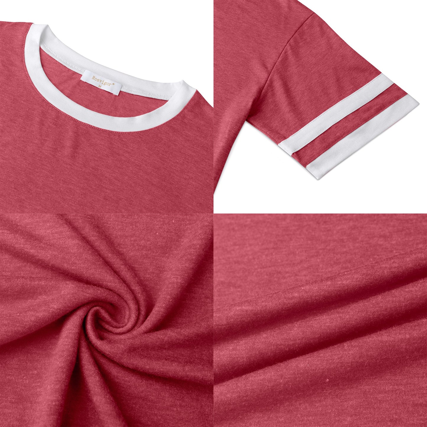 Rosvigor Women Workout Tops Loose Fit Color Block Shirts for Women Shirts Activewear Tops Summer Blouses