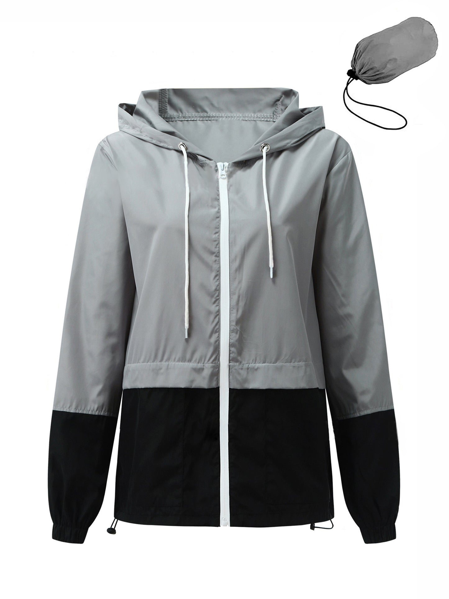 Rosvigor Womens Waterproof Raincoat Lightweight Color Block Jackets Windproof Hooded Jacket with Pockets