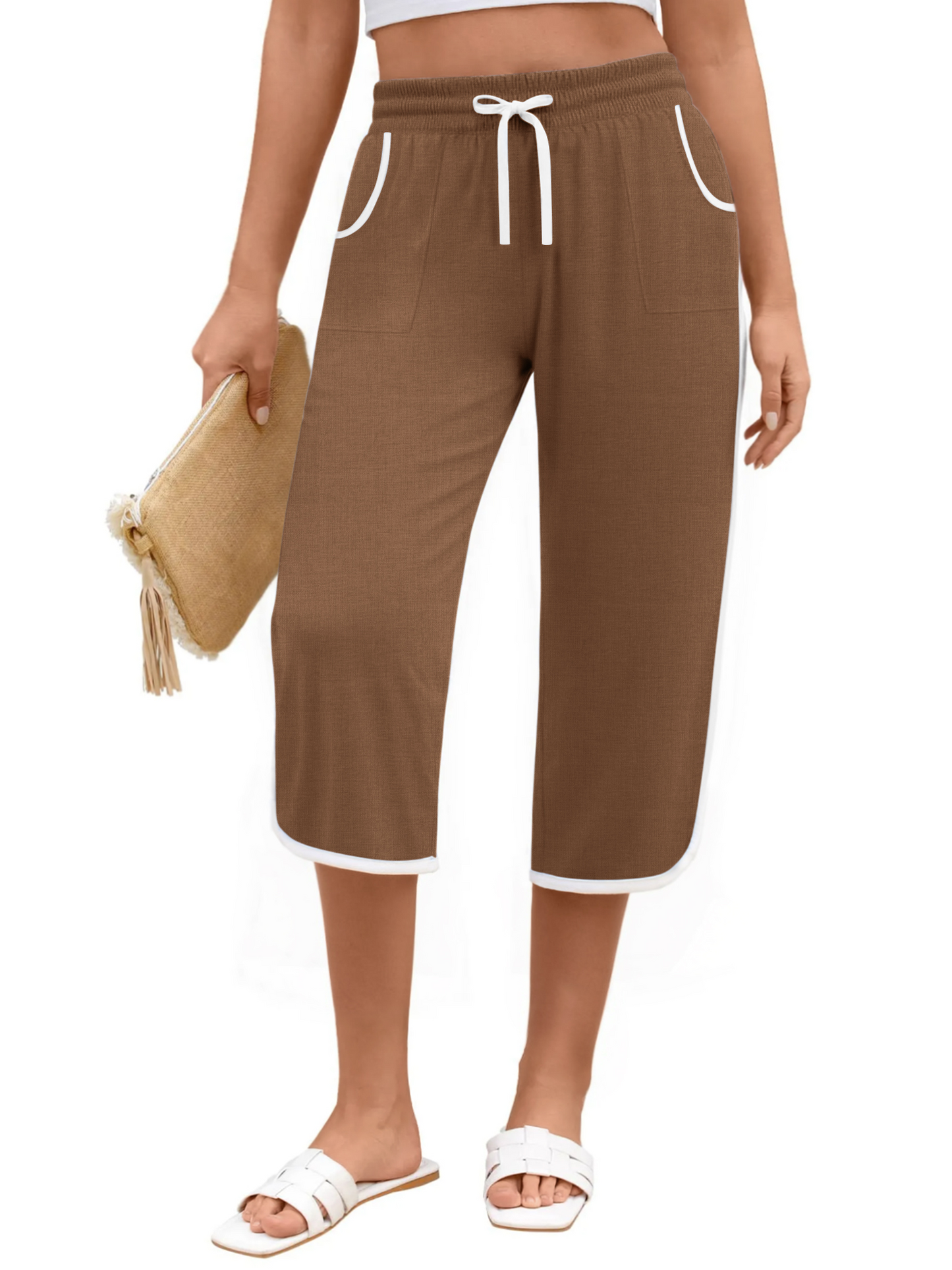 Rosvigor Capris Pants for Women High Waisted Lightweight Pants Summer Casual Joggers with Pockets