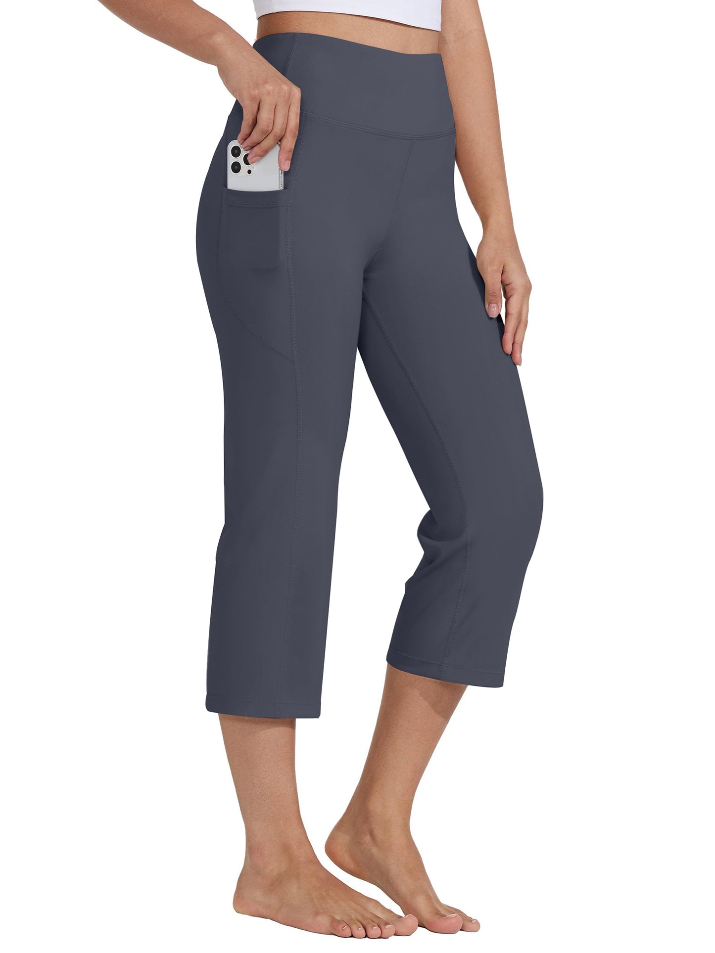 Rosvigor Capris Pants for Women High Waist Yoga Pants Women Athleisure Wide Legs with Pockets