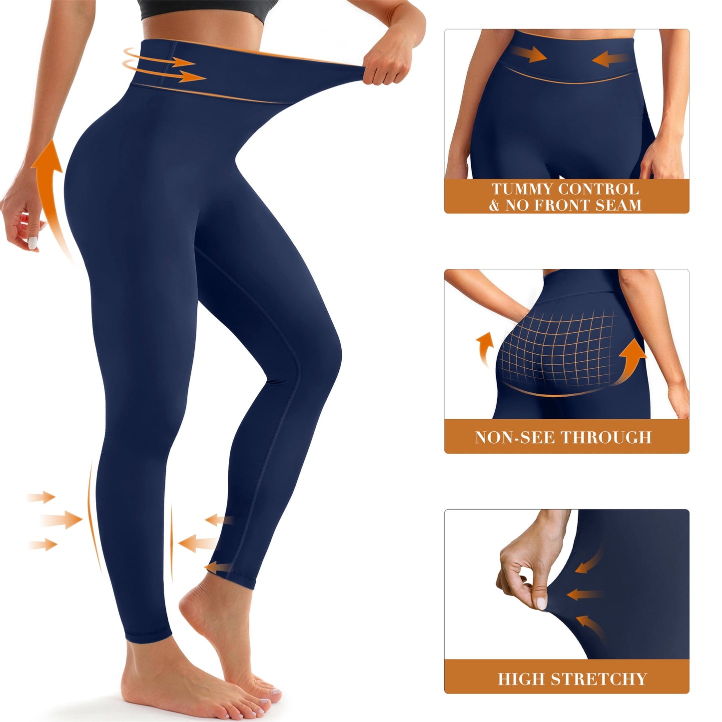 Rosvigor 2 Pack Plus Size Womens Yoga Leggings High Waisted Workout Leggings with No Front Seam Tummy Control Stretch Athletic Pants