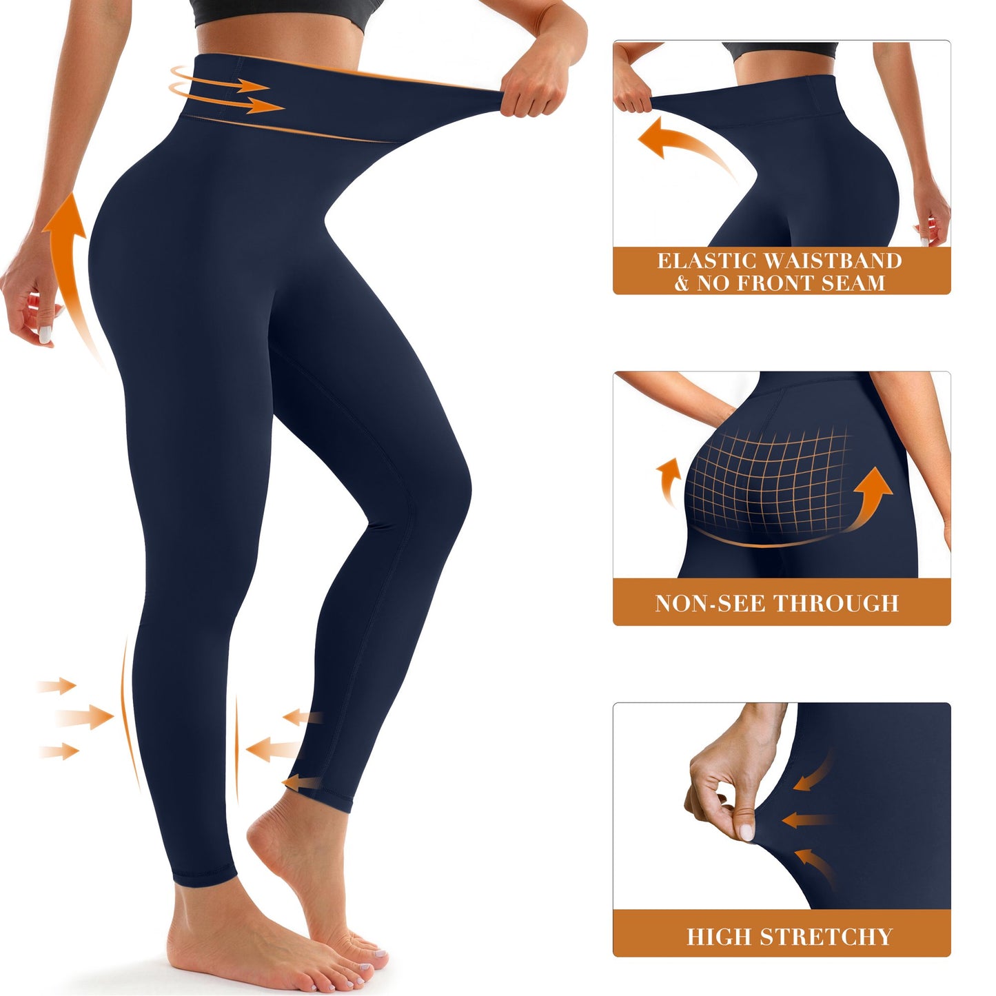 Rosvigor Womens No Front Seam Yoga Pants Buttery Soft Leggings High Waist Tummy Control Leggings for Gym Running Yoga Pants