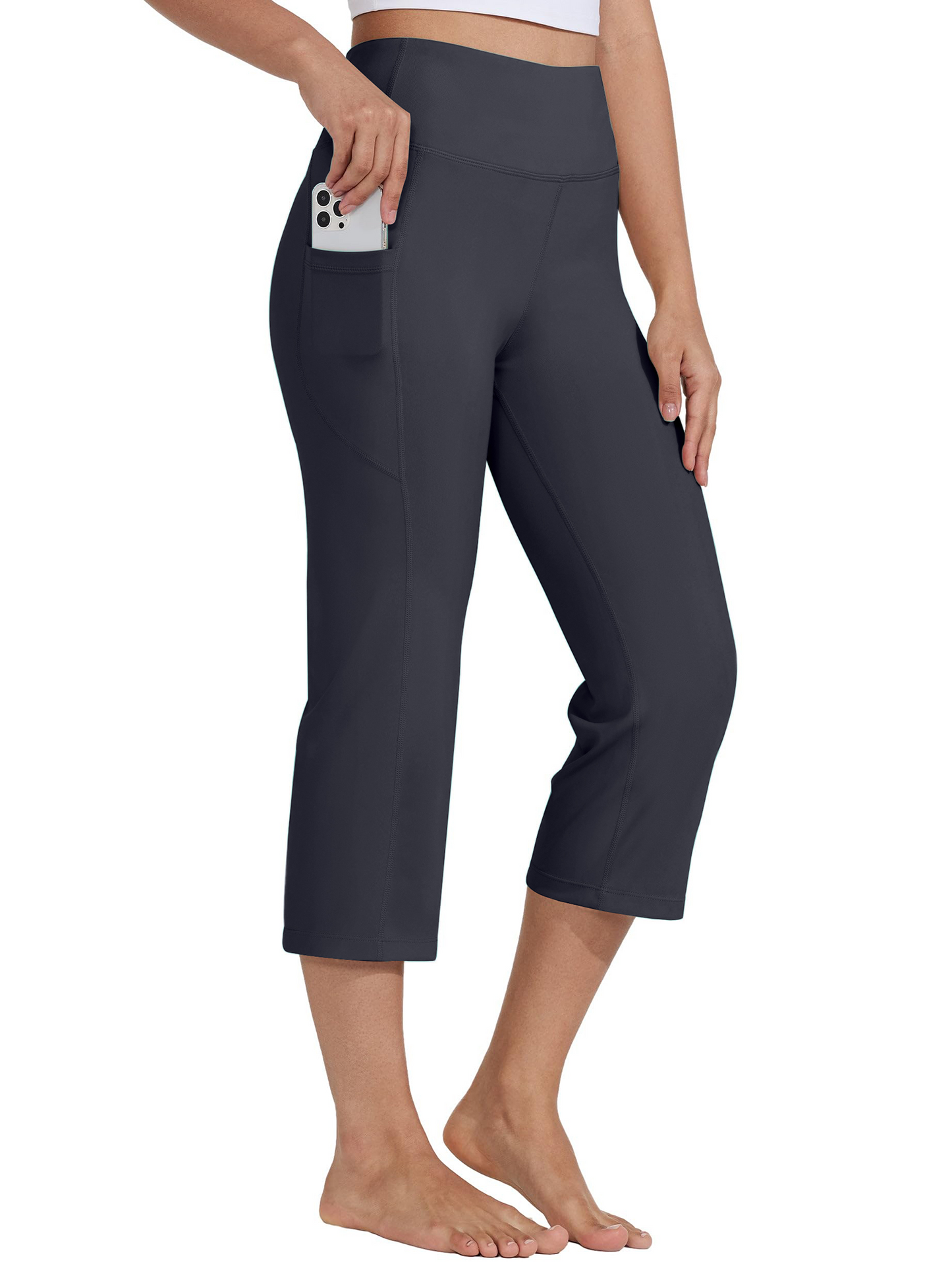 Rosvigor Capris Pants for Women High Waist Yoga Pants Women Athleisure Wide Legs with Pockets