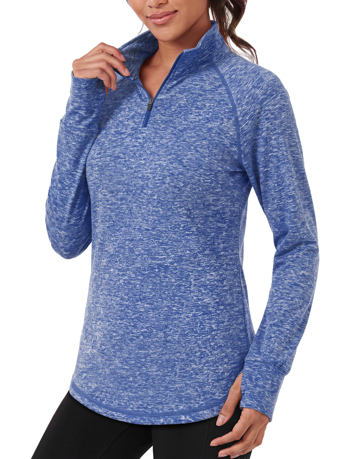 Rosvigor Womens Quarter Zip Pullover Sweatshirt Long Sleeve Athletic Shirts Loose Pullover Activewear Tops with Thumb Holes