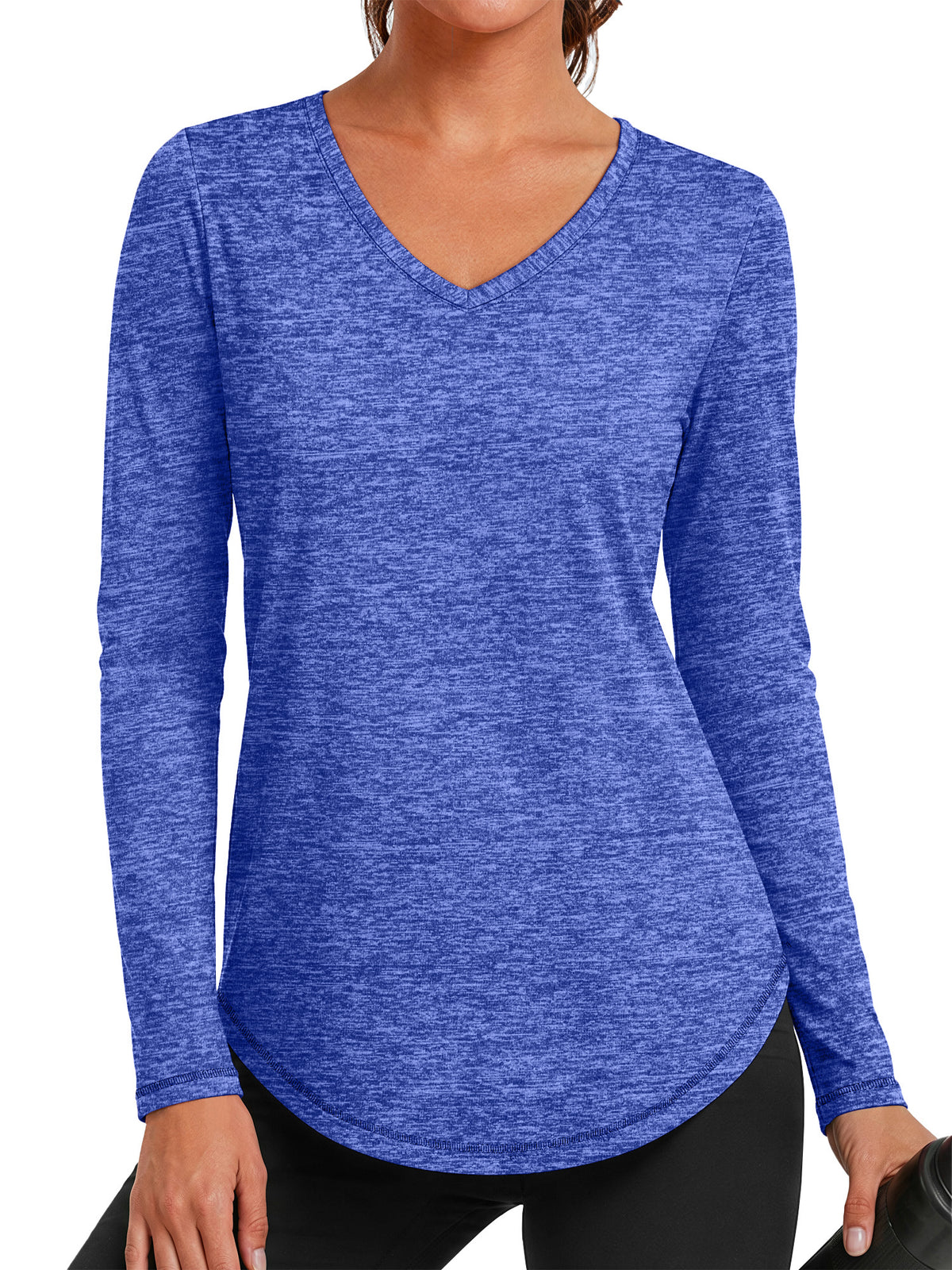 Rosvigor Womens Long Sleeve Workout Tops V Neck Athletic Shirts Quick Dry Running Gym Yoga Tops Loose Fit Activewear