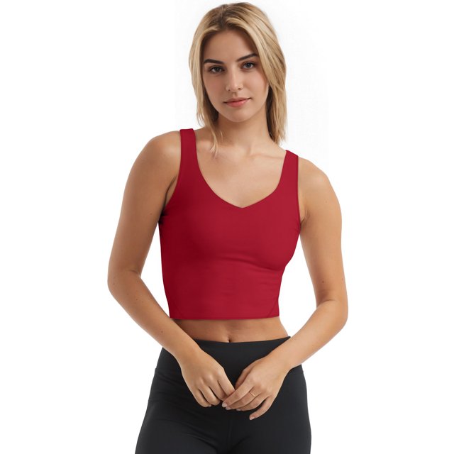 Rosvigor Womens Sports Bras Longline Wirefree Padded Workout Tank Tops for Women