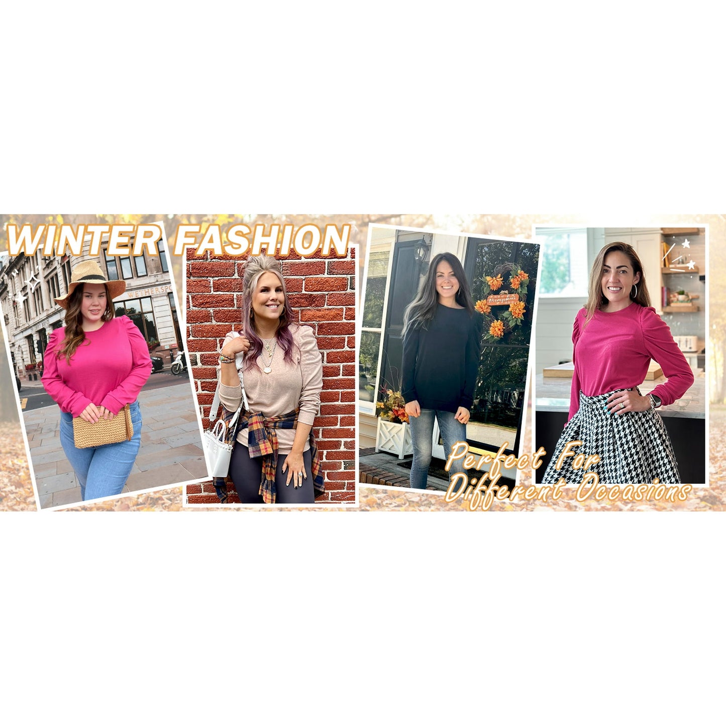 Rosvigor Shirts for Women Puff Long Sleeve Womens Blouses Casual Fall Tunic Tops