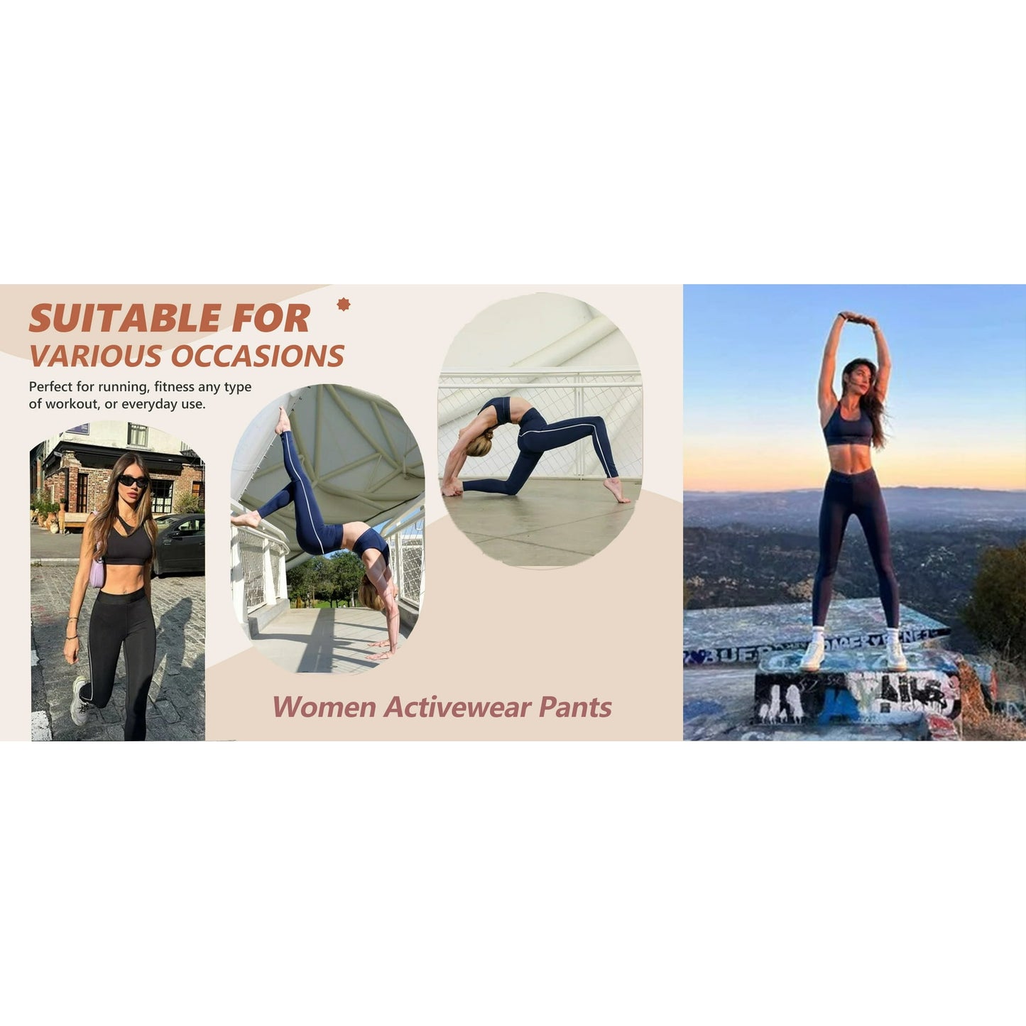 Rosvigor Leggings for Women Yoga Stretch Pants Womens High Waisted Workout Pants Gym Athletic Tummy Control Trousers