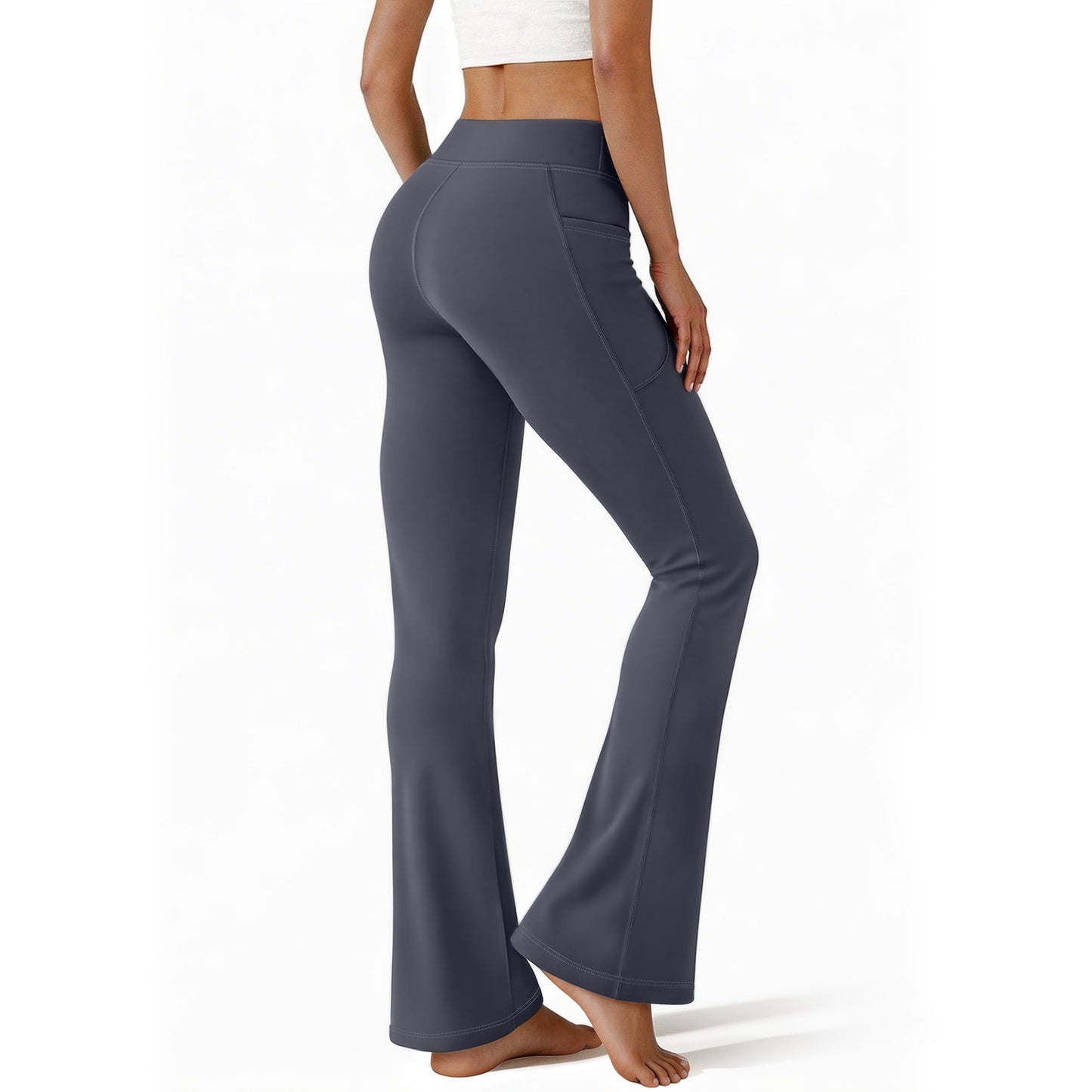 Rosvigor Flare Yoga Pants for Women High Waisted Leggings Tummy Control Workout Pants Stretch Trousers with Pockets