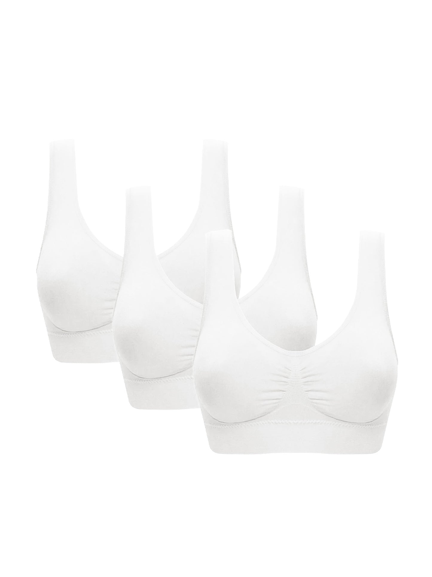 Rosvigor 3 Pack Sports Bra for Women Seamless Wirefree Bras Women Comfort Bra with Removable Pads