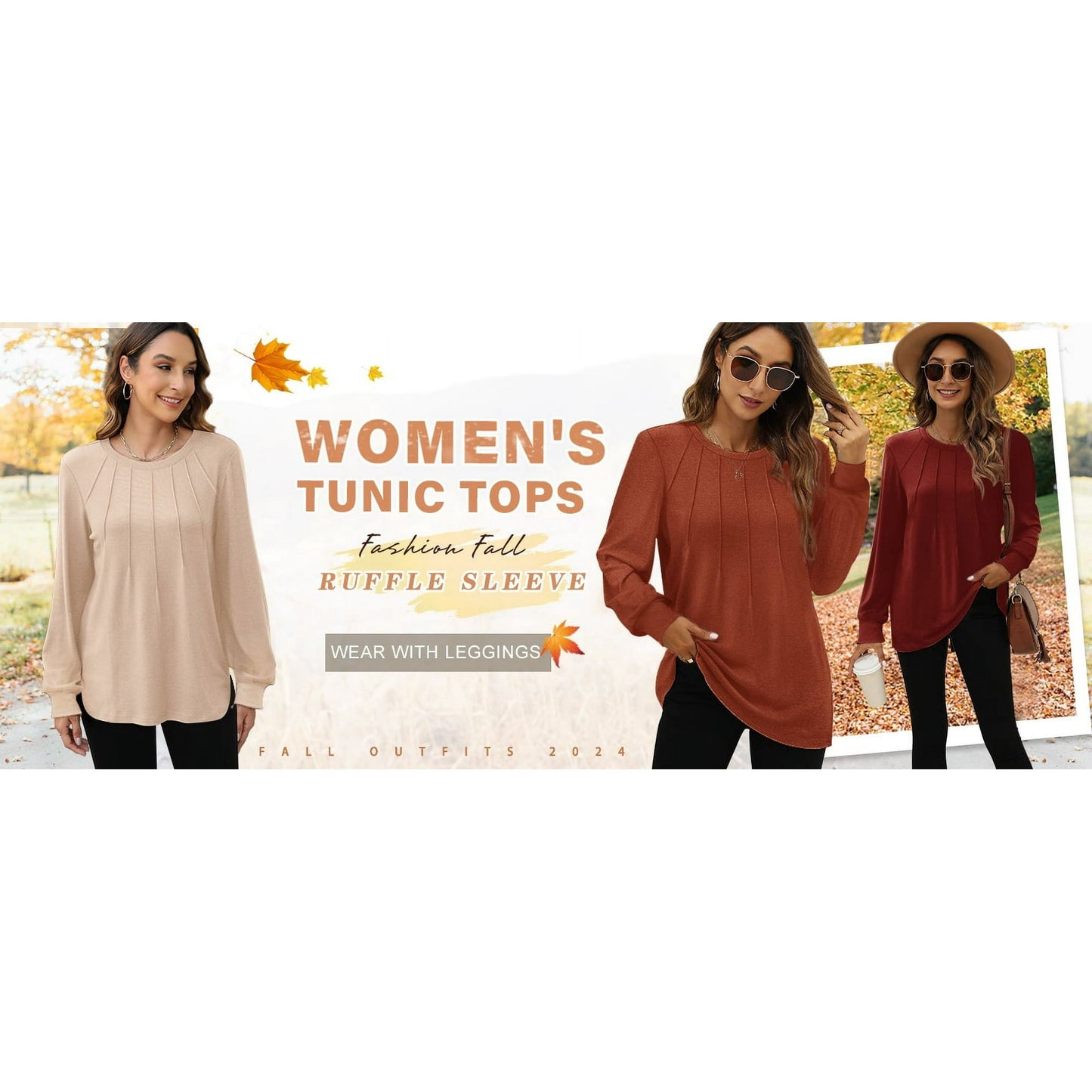 Rosvigor Blouses for Women Dressy Long Sleeve Shirts Casual Fall Tops Winter Tunic with Pleats