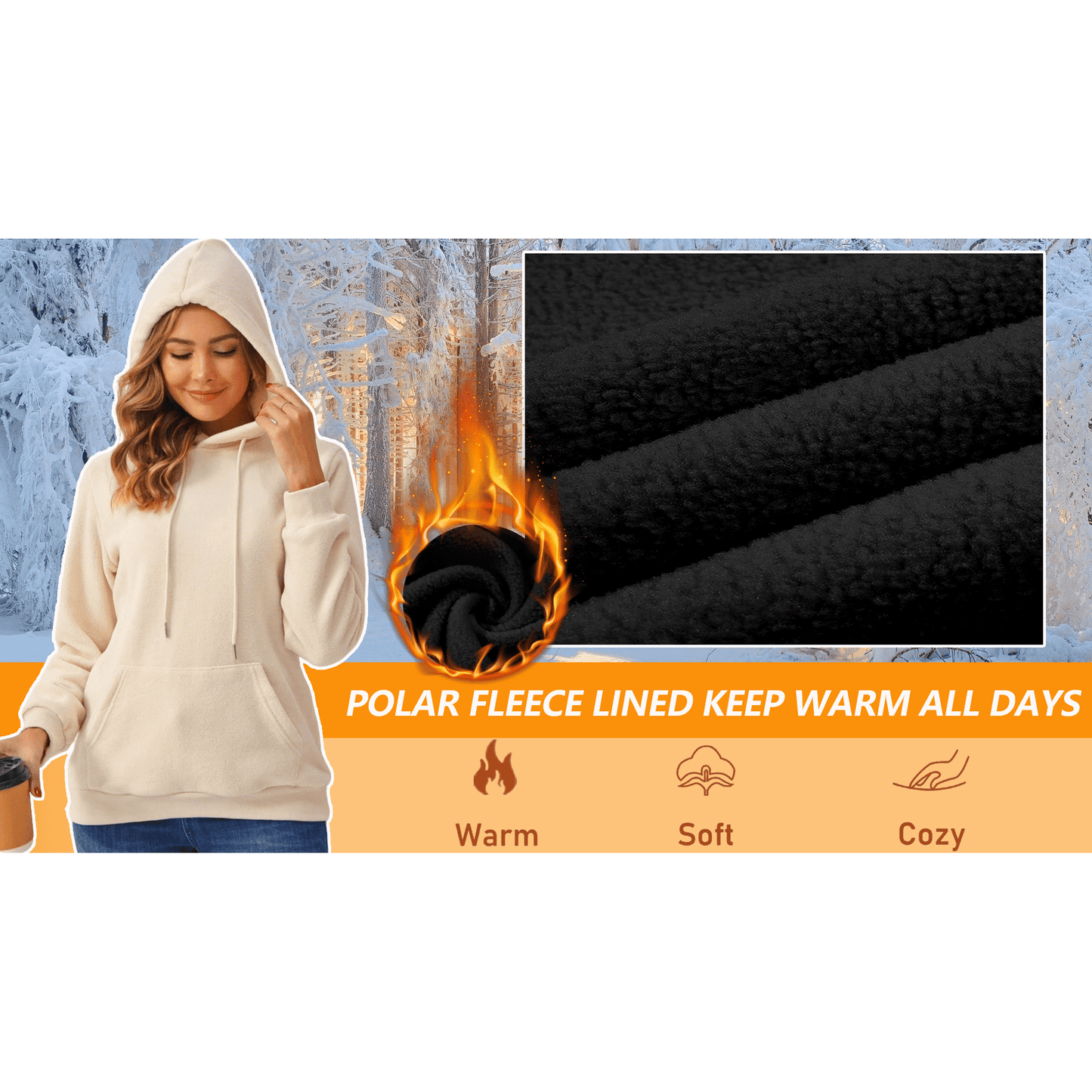 Rosvigor Oversized Hoodies for Women Polar Fleece Hooded Sweatshirts Women Winter Warm Pullover Tops