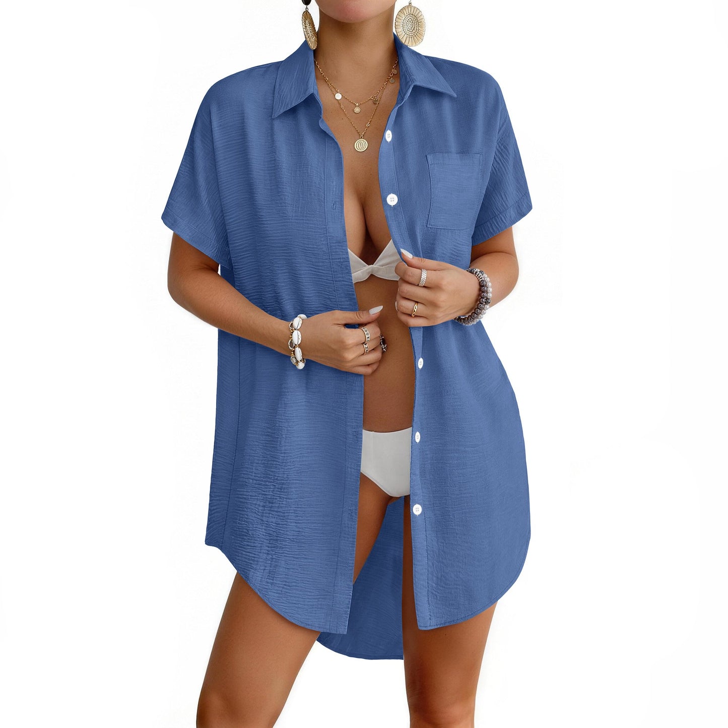 Rosvigor Womens Oversized Button Down Shirts Casual Tops Women Summer Shirt Holiday Blouses