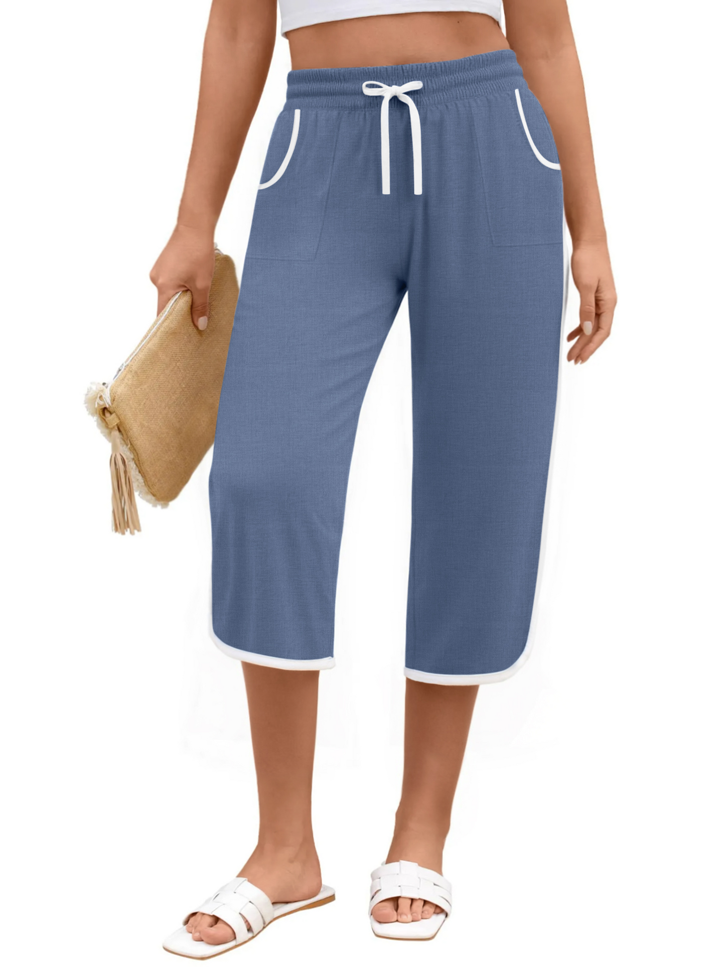 Rosvigor Capris Pants for Women High Waisted Lightweight Pants Summer Casual Joggers with Pockets
