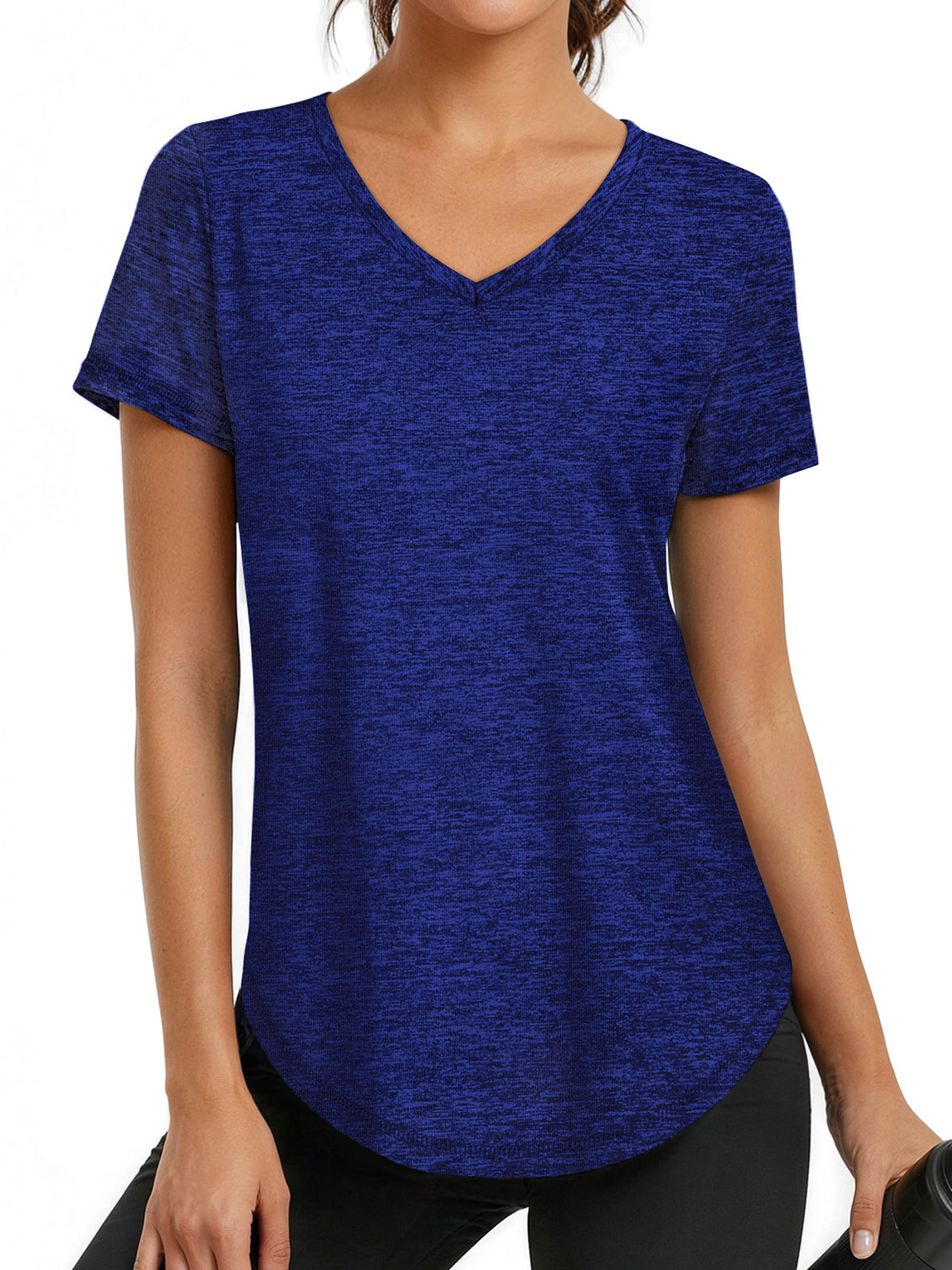 Rosvigor Womens Workout Tops V Neck Tee Shirts Quick Dry Athletic Shirts Women Loose Gym Running Tops