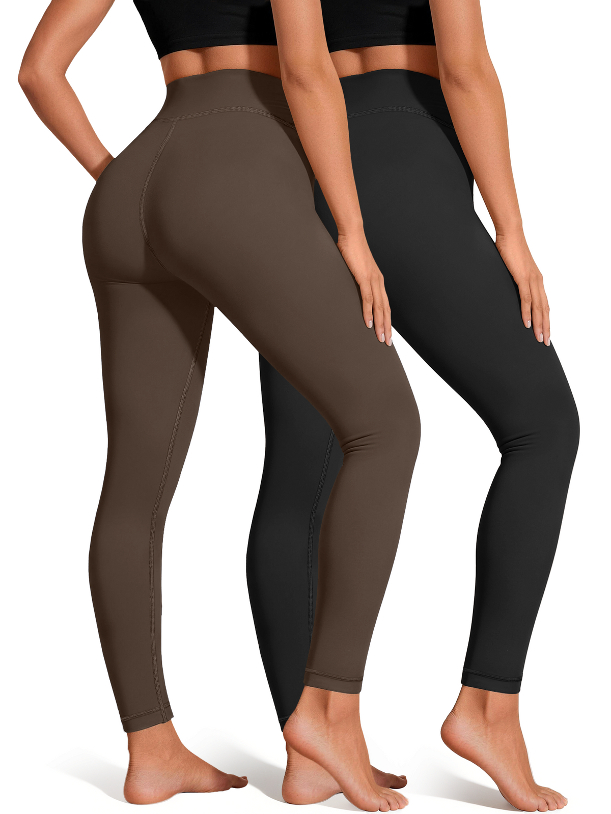 Rosvigor 2 Pack Plus Size Womens Yoga Leggings High Waisted Workout Leggings with No Front Seam Tummy Control Stretch Athletic Pants