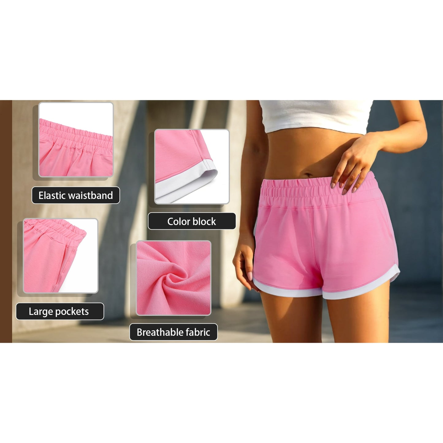 Rosvigor Womens High Waisted Shorts Cotton Shorts for Women Casual Shorts with Pockets