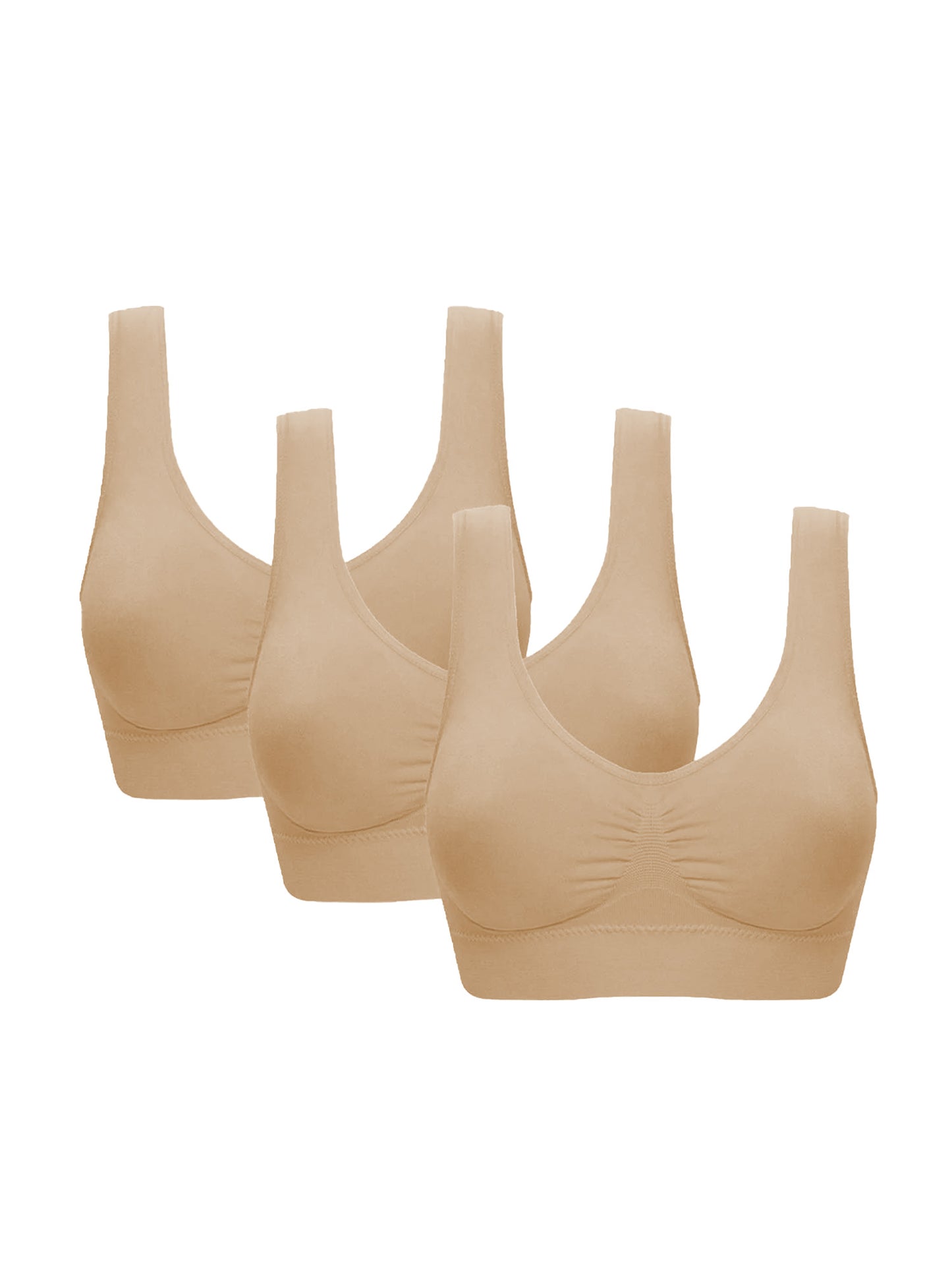 Rosvigor 3 Pack Sports Bra for Women Seamless Wirefree Bras Women Comfort Bra with Removable Pads