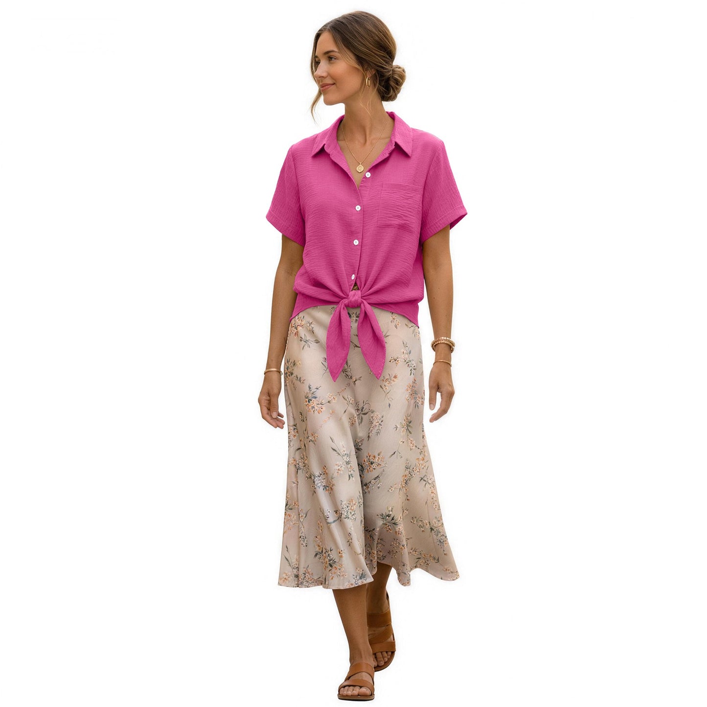 Rosvigor Womens Oversized Button Down Shirts Casual Tops Women Summer Shirt Holiday Blouses
