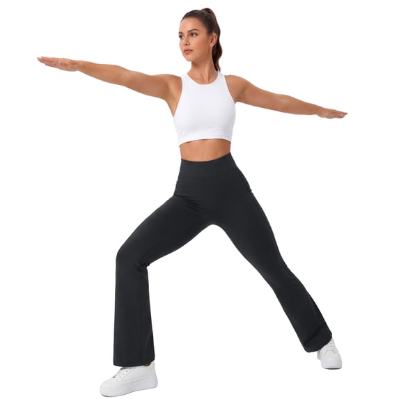 Rosvigor 2 Pack Womens Flare Yoga Pants High Waisted Bootcut Leggings No Front Seam Buttery Soft Leggings for Workout Gym Casual