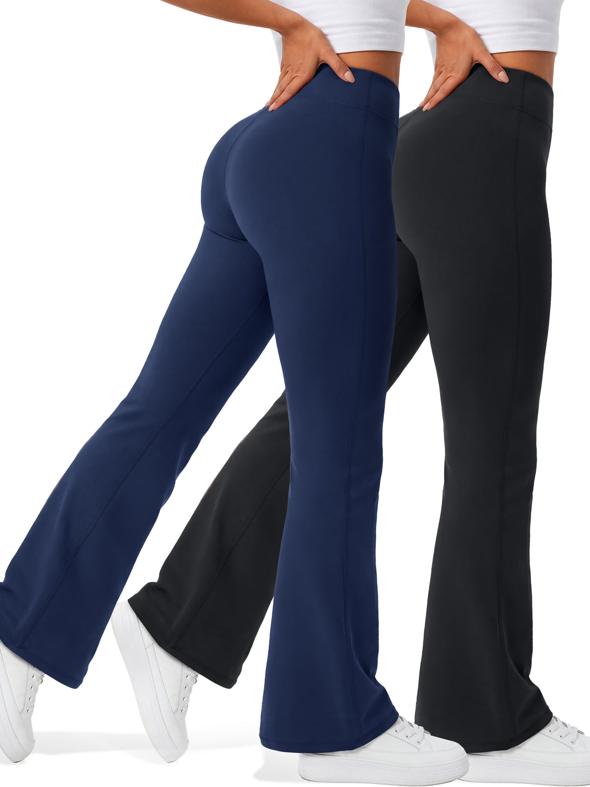 Rosvigor 2 Pack Womens Flare Yoga Pants High Waisted Bootcut Leggings No Front Seam Buttery Soft Leggings for Workout Gym Casual