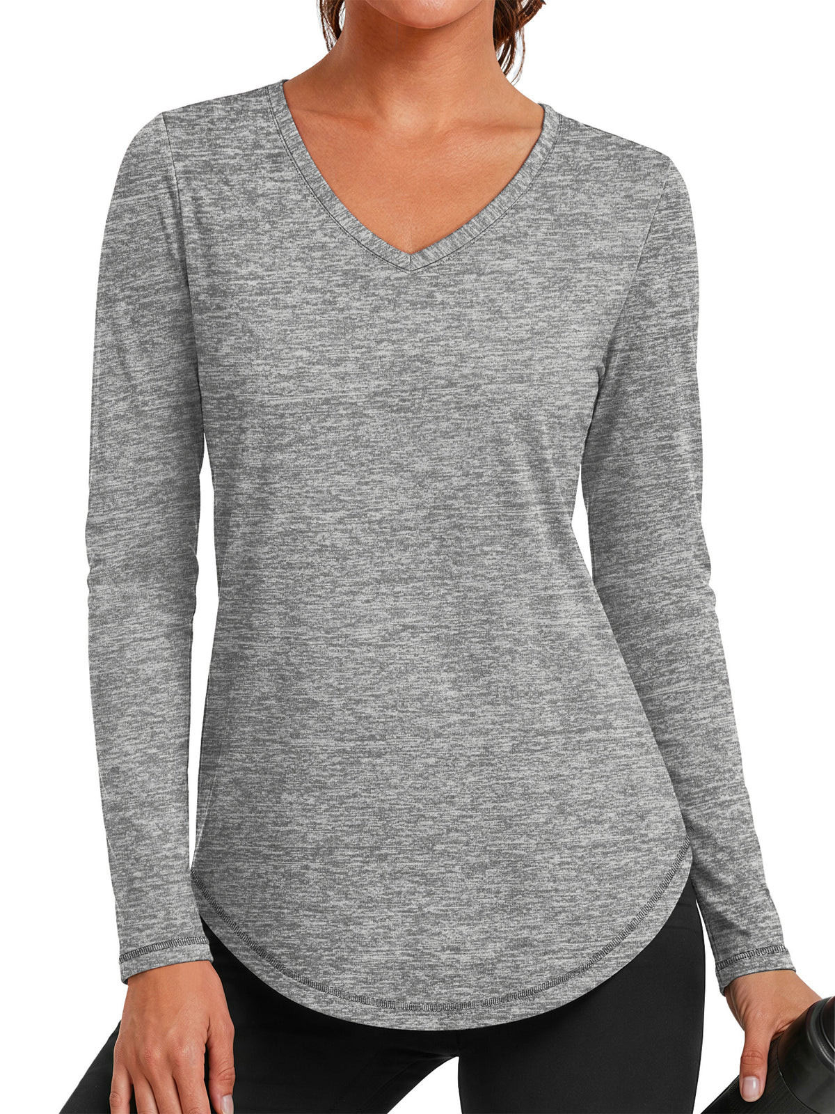 Rosvigor Womens Long Sleeve Workout Tops V Neck Athletic Shirts Quick Dry Running Gym Yoga Tops Loose Fit Activewear