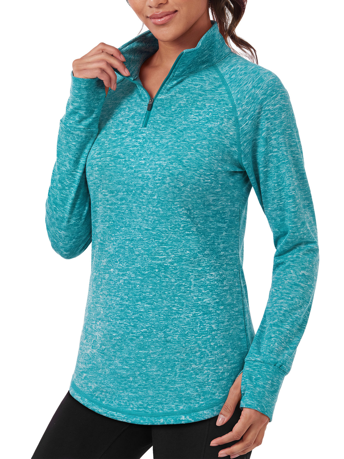 Rosvigor Womens Quarter Zip Pullover Sweatshirt Long Sleeve Athletic Shirts Loose Pullover Activewear Tops with Thumb Holes