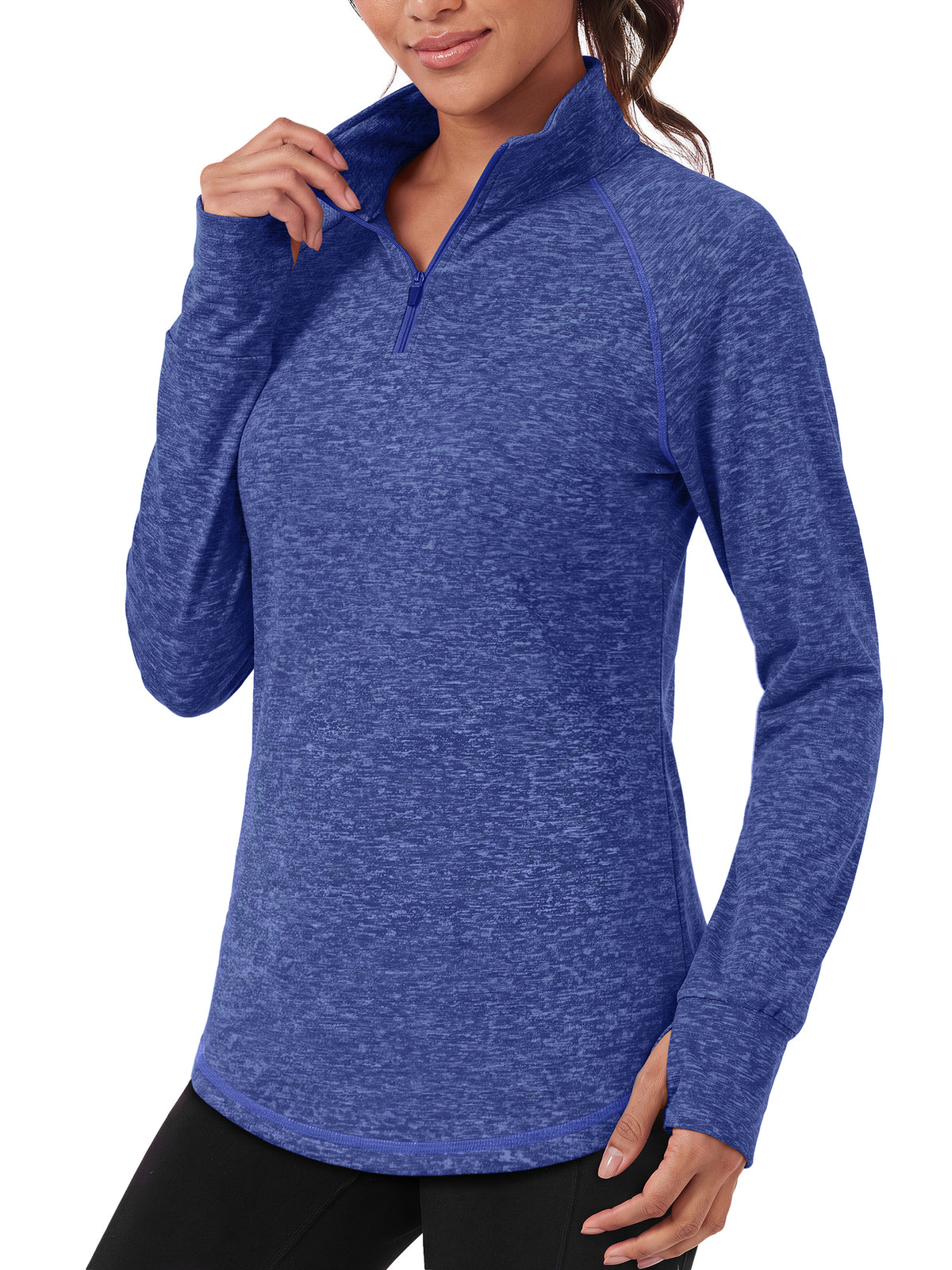Rosvigor Womens Quarter Zip Pullover Sweatshirt Long Sleeve Athletic Shirts Loose Pullover Activewear Tops with Thumb Holes