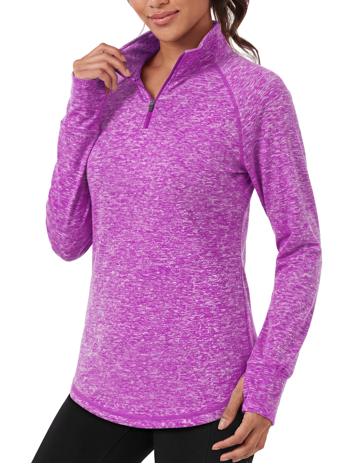 Rosvigor Womens Quarter Zip Pullover Sweatshirt Long Sleeve Athletic Shirts Loose Pullover Activewear Tops with Thumb Holes