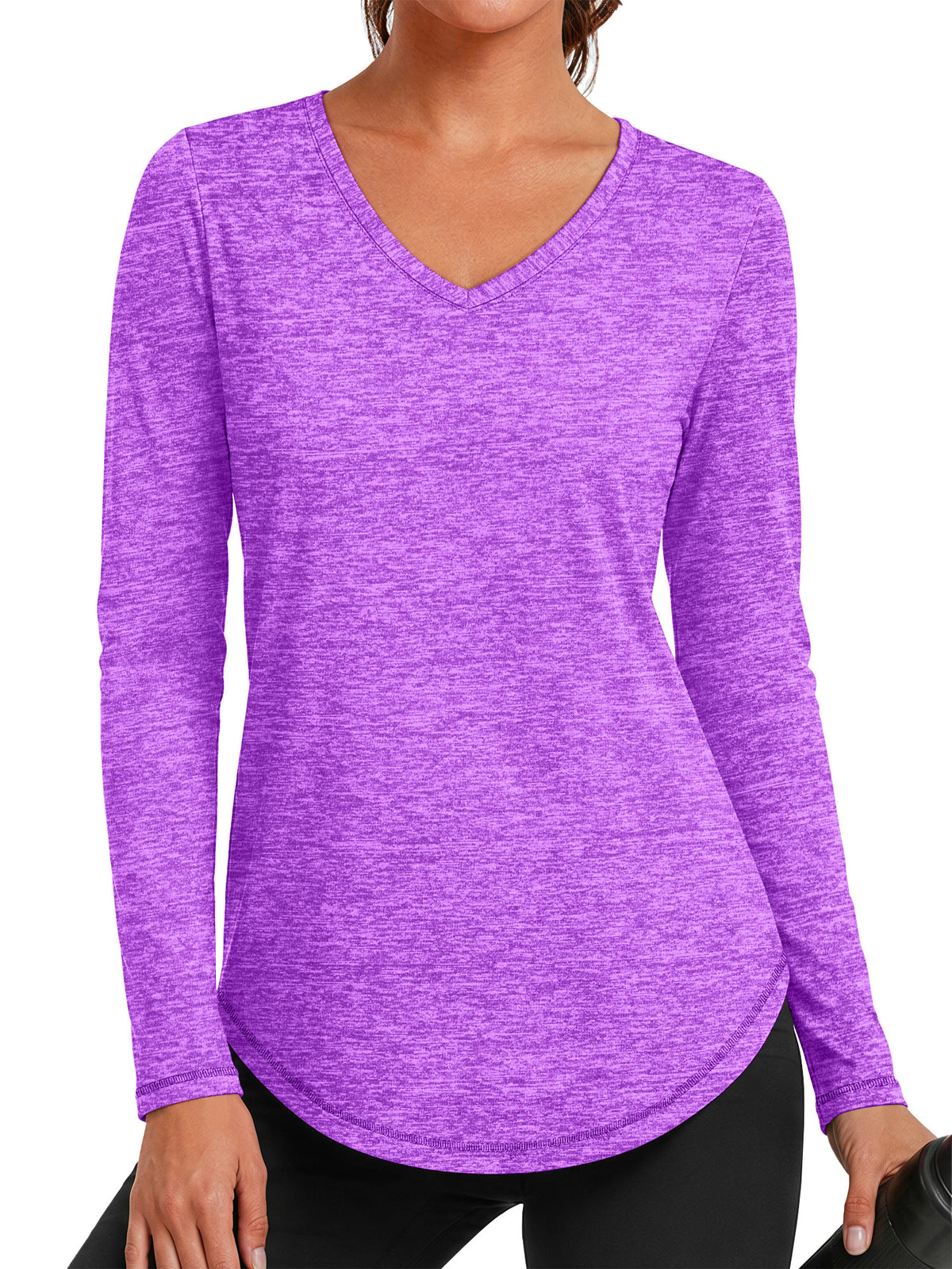 Rosvigor Womens Long Sleeve Workout Tops V Neck Athletic Shirts Quick Dry Running Gym Yoga Tops Loose Fit Activewear