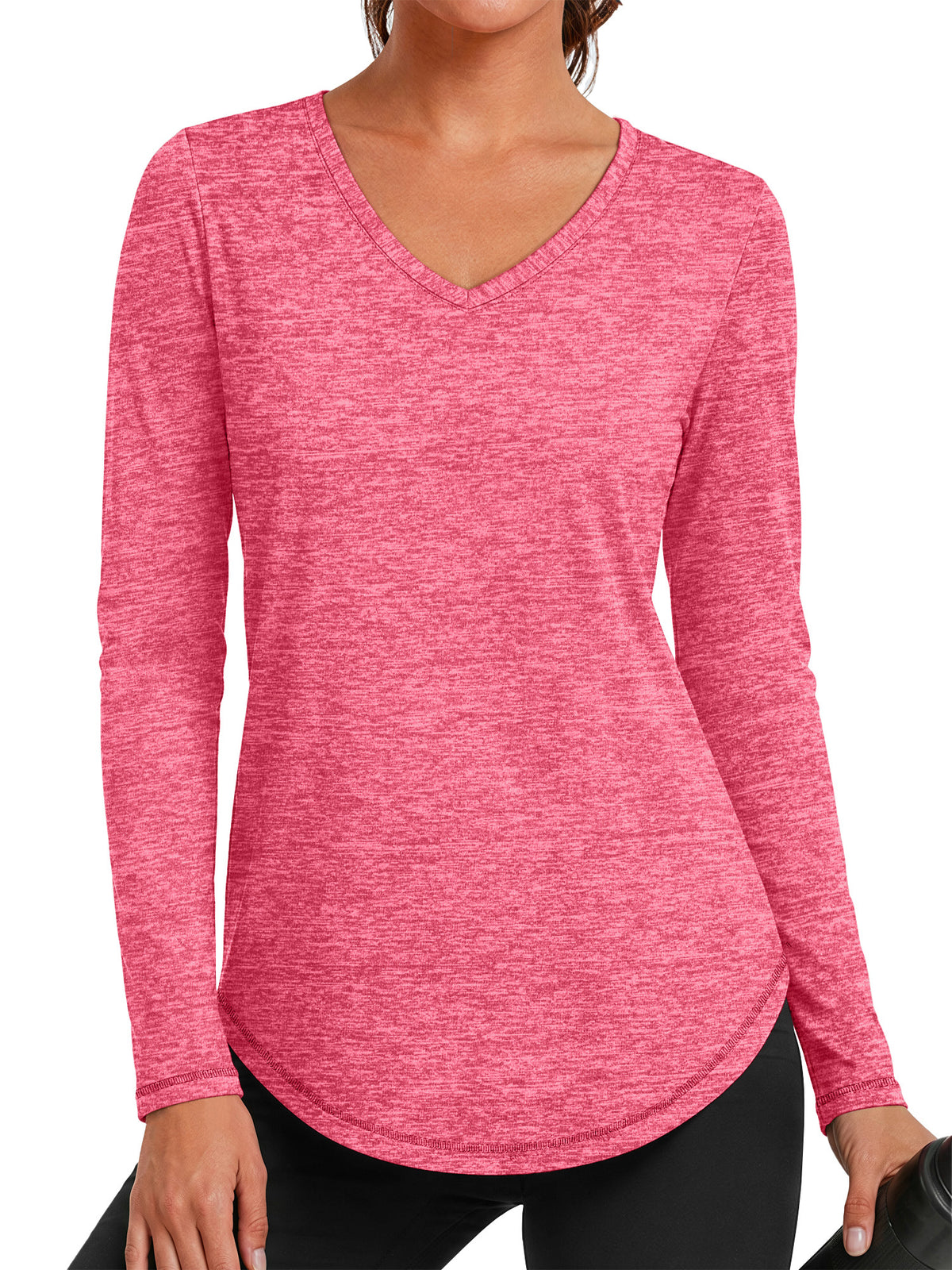 Rosvigor Womens Long Sleeve Workout Tops V Neck Athletic Shirts Quick Dry Running Gym Yoga Tops Loose Fit Activewear