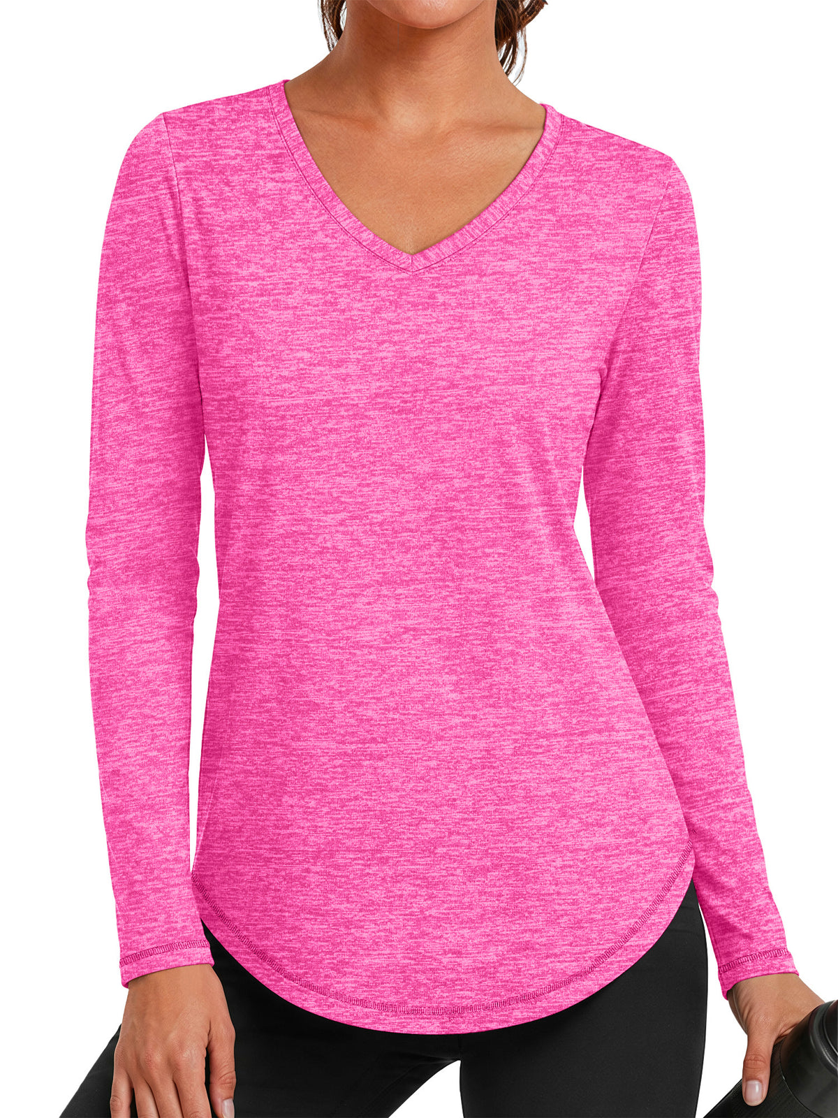 Rosvigor Womens Long Sleeve Workout Tops V Neck Athletic Shirts Quick Dry Running Gym Yoga Tops Loose Fit Activewear